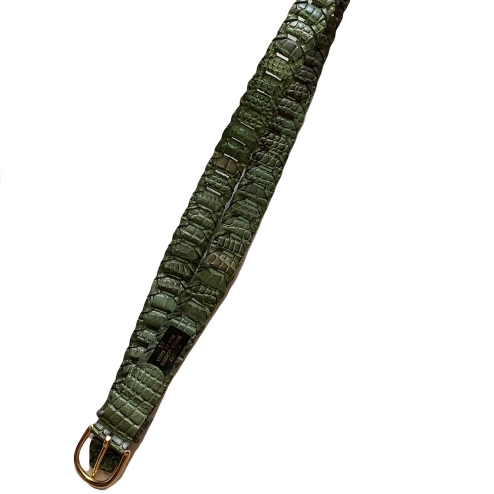 Genuine Bonded Leather Crochet Detailed Belt- S/M